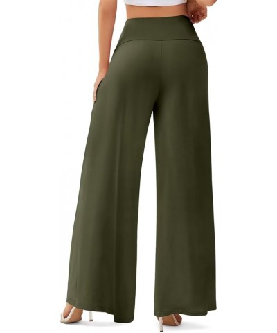 Women's Wide Leg Casual Pants Cross Waist Palazzo Lounge Pajama Flowy Pants Yoga Sweatpants with Pockets A13 Army Green $14.2...