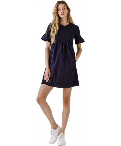 Women's Solid Mini Dress Navy $27.95 Dresses