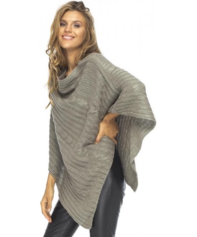 Womens Cable Knit Poncho Sweater Cape Boho Soft Casual Grey $28.57 Sweaters