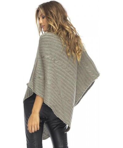 Womens Cable Knit Poncho Sweater Cape Boho Soft Casual Grey $28.57 Sweaters