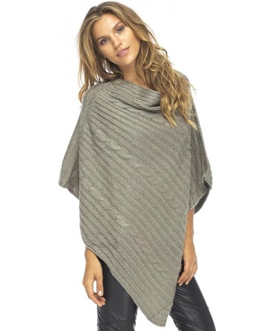 Womens Cable Knit Poncho Sweater Cape Boho Soft Casual Grey $28.57 Sweaters