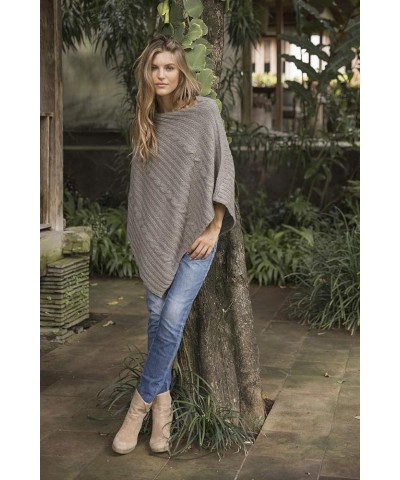 Womens Cable Knit Poncho Sweater Cape Boho Soft Casual Grey $28.57 Sweaters