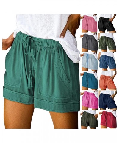 Shorts for Women Trendy Casual Drawstring Shorts Summer Comfy Elastic Waist Shorts Solid Flowy Beach Pants 2024 03 Pink $5.55...