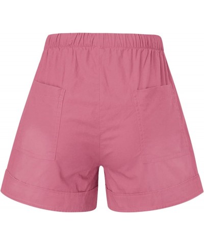 Shorts for Women Trendy Casual Drawstring Shorts Summer Comfy Elastic Waist Shorts Solid Flowy Beach Pants 2024 03 Pink $5.55...