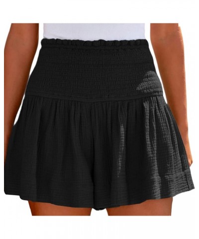 Womens Shorts 2023, Womens Summer Shorts Loose High Waisted Elastic Flowy Ruffle Casual Cute Beach Shorts Y2-black $3.98 Shorts