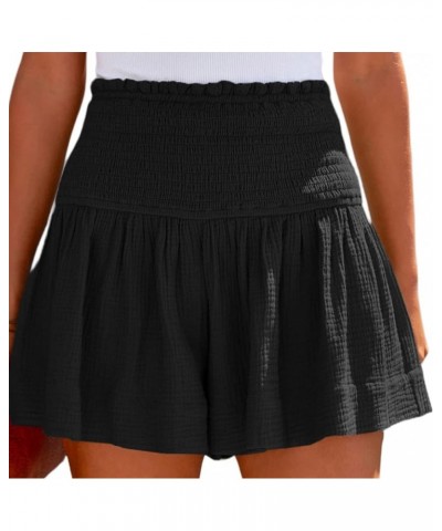 Womens Shorts 2023, Womens Summer Shorts Loose High Waisted Elastic Flowy Ruffle Casual Cute Beach Shorts Y2-black $3.98 Shorts