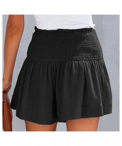 Womens Shorts 2023, Womens Summer Shorts Loose High Waisted Elastic Flowy Ruffle Casual Cute Beach Shorts Y2-black $3.98 Shorts