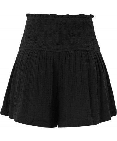 Womens Shorts 2023, Womens Summer Shorts Loose High Waisted Elastic Flowy Ruffle Casual Cute Beach Shorts Y2-black $3.98 Shorts