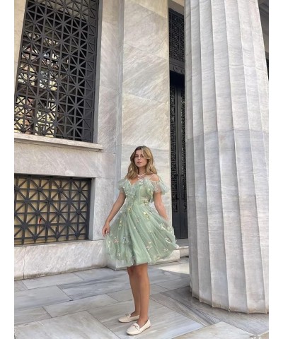 Women's Homecoming Dresses Short Flower Embroidery Tulle Formal Prom Dresses for Teens 3-pink $26.99 Dresses