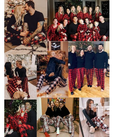 Men & Women Pajama Sets for Couples Long Sleeve Sleepwear Plaid Striped Pants Loungewear Set with Pockets Women Navy Blue2- S...