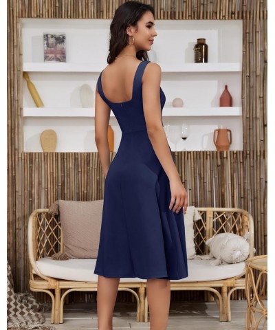 Women Sleeveless Ruffle Crew Neck Dress Split Flowy Wedding Guest A Line Irregular Hem Semi Formal Midi Dress Navy $18.90 Dre...