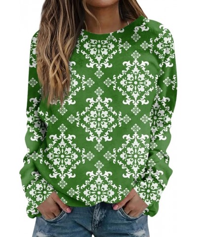 St Patricks Day Shirt Crew Neck Sweatshirts Women’s Shamrock Long Sleeve Shirt Tunic Pullover Clover Loose Sweatshirt 01-whit...