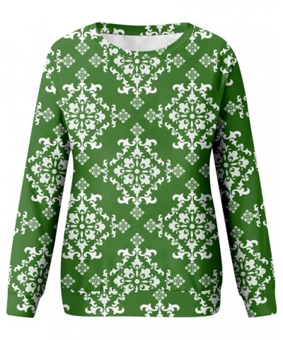 St Patricks Day Shirt Crew Neck Sweatshirts Women’s Shamrock Long Sleeve Shirt Tunic Pullover Clover Loose Sweatshirt 01-whit...