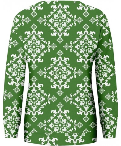 St Patricks Day Shirt Crew Neck Sweatshirts Women’s Shamrock Long Sleeve Shirt Tunic Pullover Clover Loose Sweatshirt 01-whit...