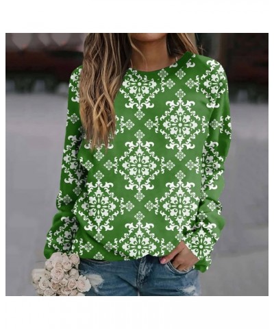 St Patricks Day Shirt Crew Neck Sweatshirts Women’s Shamrock Long Sleeve Shirt Tunic Pullover Clover Loose Sweatshirt 01-whit...