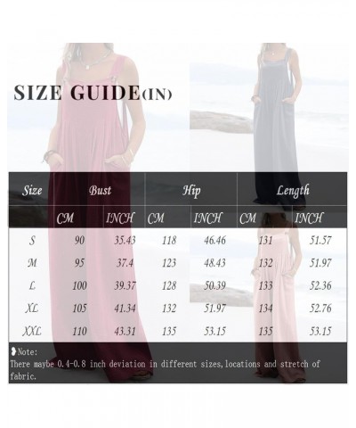 Women Casual Loose Long Bib Pants Patchwork Wide Leg Jumpsuits Baggy Linen Rompers Summer Overalls with Pockets M44-wine $24....