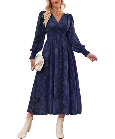 Women's V Neck Boho Bridesmaid Dress Flowy Wedding Guest Evening Party Ruffle Dresses 2_navy $30.15 Dresses