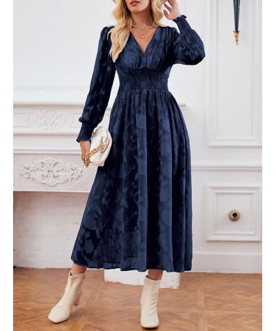 Women's V Neck Boho Bridesmaid Dress Flowy Wedding Guest Evening Party Ruffle Dresses 2_navy $30.15 Dresses