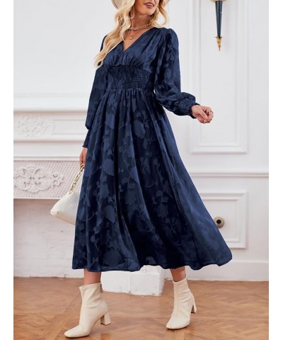 Women's V Neck Boho Bridesmaid Dress Flowy Wedding Guest Evening Party Ruffle Dresses 2_navy $30.15 Dresses