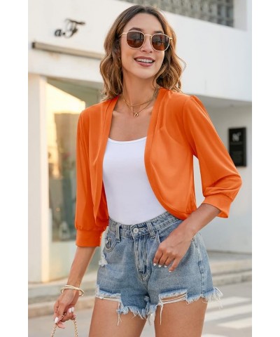 Women's 3/4 Sleeve Shrugs Open Front Cropped Cardigan Lightweight Mesh Sheer Bolero Jackets for Evening Dresses Orange $7.79 ...