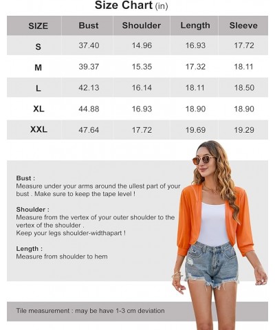 Women's 3/4 Sleeve Shrugs Open Front Cropped Cardigan Lightweight Mesh Sheer Bolero Jackets for Evening Dresses Orange $7.79 ...