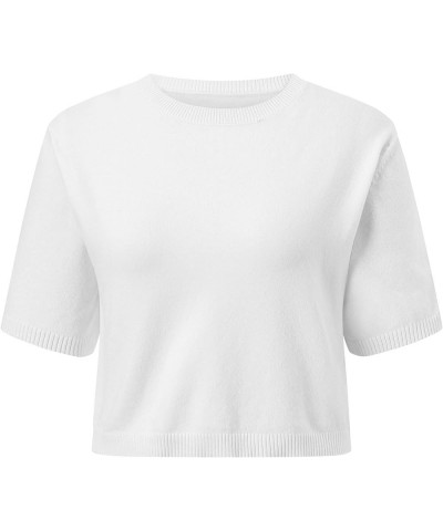 Women's Pullover Sweaters Soft Tops,Short Sleeves and Long Sleeves Crop White $13.25 Sweaters