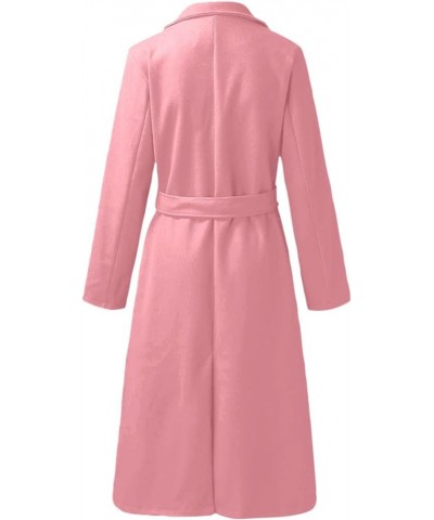 Women's Trench Coats Fall Winter Elegant Lapel Coat Solid Color Long Coat 2023 Jackets Fashion, S-3XL 2-pink $33.35 Coats