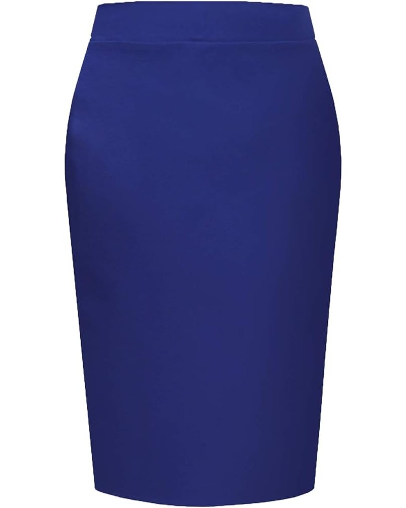 Womens Plus Size Solid Work Office Skirt with Back Slit - Made in USA Cocs45jlf51-royal $16.51 Skirts