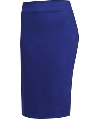 Womens Plus Size Solid Work Office Skirt with Back Slit - Made in USA Cocs45jlf51-royal $16.51 Skirts