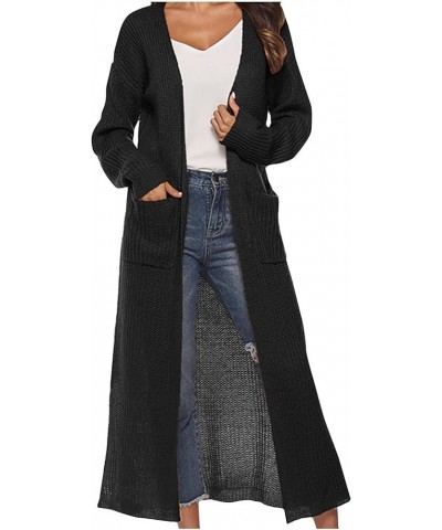 Long Floor Length Cardigans for Women Business Casual Cardigan Knit Open Front Cardigan Kawaii Sweater with Pockets Black $10...