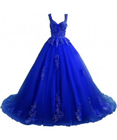 Women's Tulle Prom Gown Off The Shoulder Quinceanera Sweet 16 Dress B-navy $59.50 Dresses