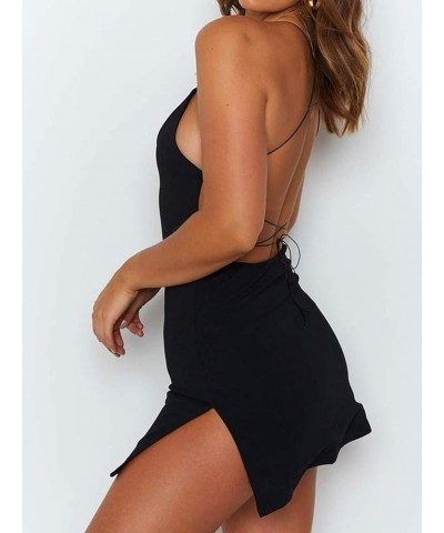 Women Sexy Dresses Backless Bodycon Party Mini Dress Black Dress $16.10 Dresses