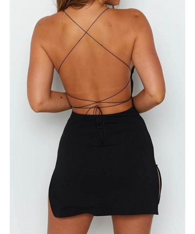 Women Sexy Dresses Backless Bodycon Party Mini Dress Black Dress $16.10 Dresses