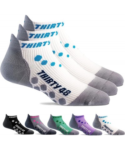 Compression Low Cut Running Socks for Men and Women | 15-20mmHg Compression Large [3 Pairs] Blue/White $9.81 Activewear