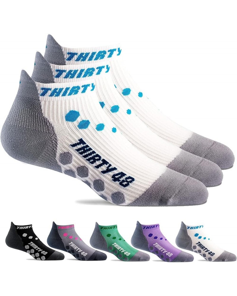 Compression Low Cut Running Socks for Men and Women | 15-20mmHg Compression Large [3 Pairs] Blue/White $9.81 Activewear