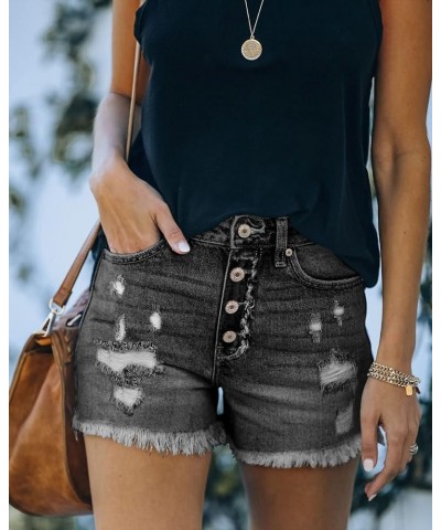 Women's Denim Shorts Mid Waist Ripped Distressed 1-grey $22.19 Shorts