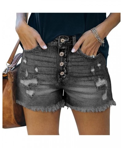 Women's Denim Shorts Mid Waist Ripped Distressed 1-grey $22.19 Shorts