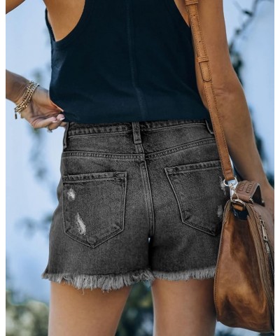 Women's Denim Shorts Mid Waist Ripped Distressed 1-grey $22.19 Shorts