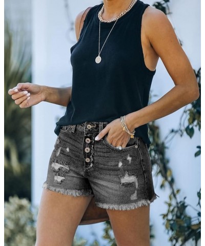 Women's Denim Shorts Mid Waist Ripped Distressed 1-grey $22.19 Shorts