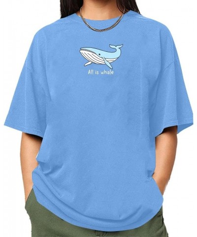 Cute Whale Shirt Ocean Animal Shirts for Women Seaworld Shirts Oversized Whale Graphic Tshirt Whale Lover Gifts Top Blue $8.0...