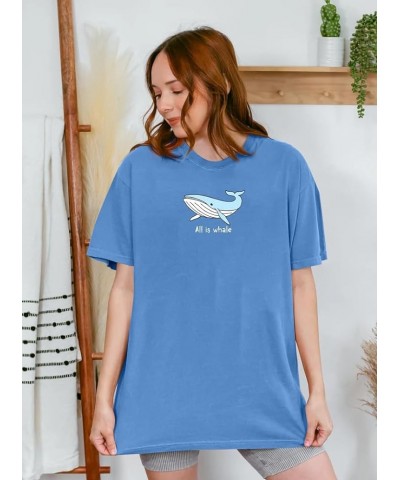 Cute Whale Shirt Ocean Animal Shirts for Women Seaworld Shirts Oversized Whale Graphic Tshirt Whale Lover Gifts Top Blue $8.0...