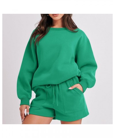 Two Piece Outfits for Women Casual Sweatsuit Oversized Y2K Drawstring Lounge Matching Set 2023 Trendy Cozy Tracksuit A03 gree...