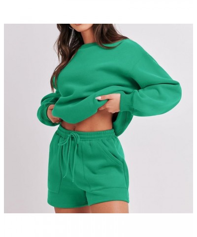 Two Piece Outfits for Women Casual Sweatsuit Oversized Y2K Drawstring Lounge Matching Set 2023 Trendy Cozy Tracksuit A03 gree...