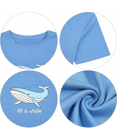 Cute Whale Shirt Ocean Animal Shirts for Women Seaworld Shirts Oversized Whale Graphic Tshirt Whale Lover Gifts Top Blue $8.0...