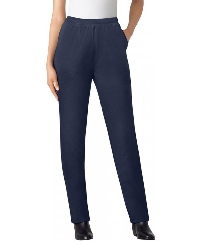 Women's Plus Size Straight Leg Ponte Knit Pant Navy $23.45 Pants