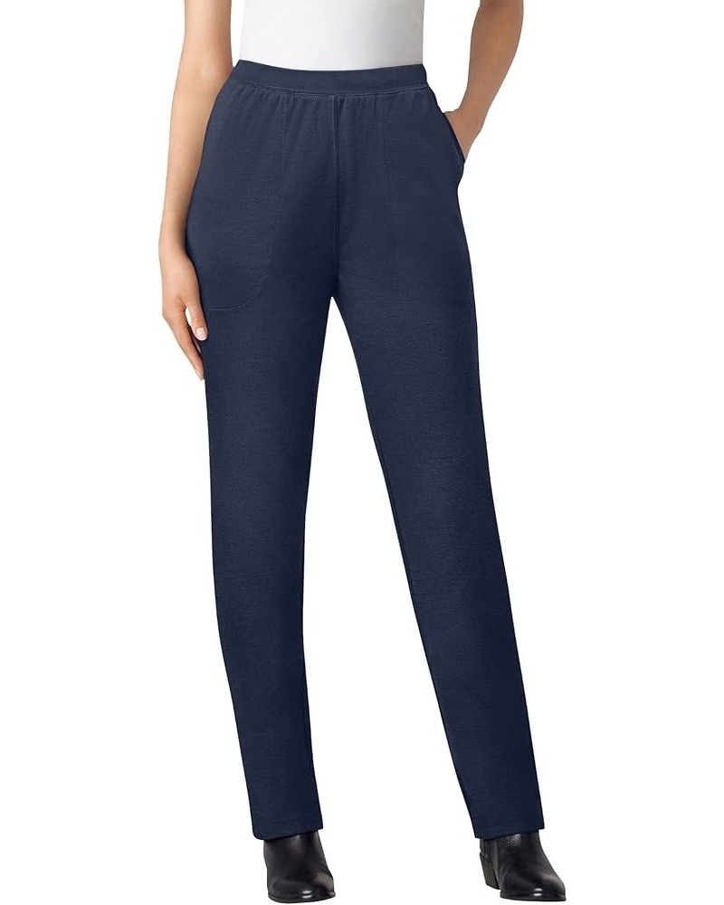 Women's Plus Size Straight Leg Ponte Knit Pant Navy $23.45 Pants