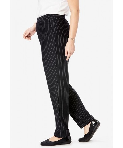 Women's Plus Size Straight Leg Ponte Knit Pant Navy $23.45 Pants