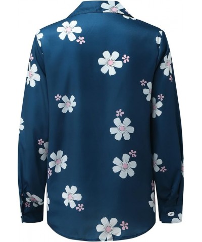 Women's Floral Printed Long Sleeve Lapel Button Down Gradient Blouse Boho Tops for Women Work Blouses for Women A5-blue $6.11...