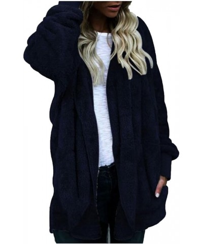 Coats for Women Winter 2023 Warm Thick Fleece Sherpa Jacket Fashion Casual Loose Fuzzy Zip Up Hoodie With Pockets B Blue $8.9...