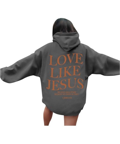 Graphic Hoodie Streetwear Jesus Loves You Bible Verse Letter Printed Fall Outfit With Kangaroo Pocket Drawstring Leisure Fall...